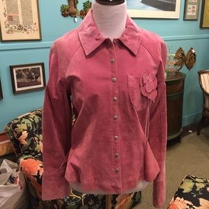 Aria Pink Leather Shirt Jacket